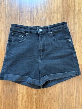 H&M Black High-Waist Denim Shorts